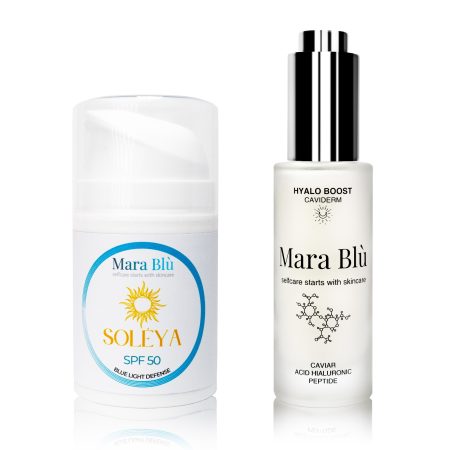 Set cremă Soleya SPF 50 + Ser Hyalo Boost Caviderm